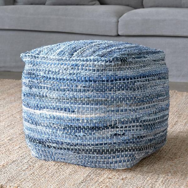 Woven Recycled Denim Pouf Bed Bath & Beyond 36793579