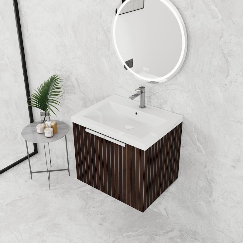 BNK 24"/30"/36" Single Sink Bathroom Vanity with Soft Close Door, Modern Floating Vanity