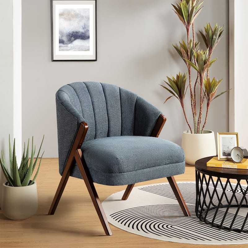 Vivian Mid-century Barrel Chair with a Scalloped Back by HULALA HOME