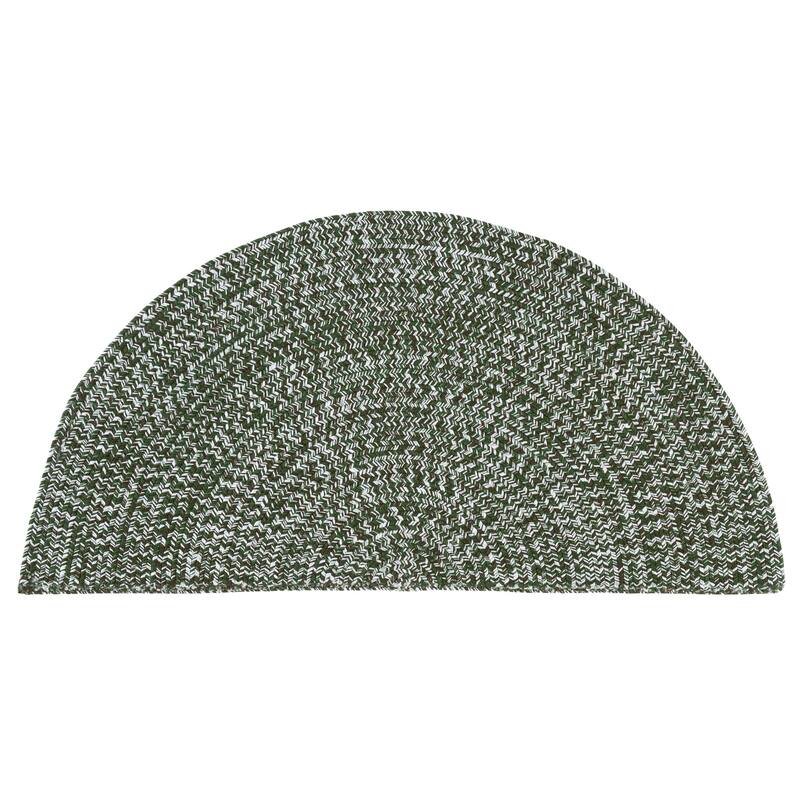 SAFAVIEH Handmade Braided Marloes Washable Indoor/Outdoor Rug - Weather Resistant & Easy Cleaning - Dark Green - 2' x 4' Half-Moon