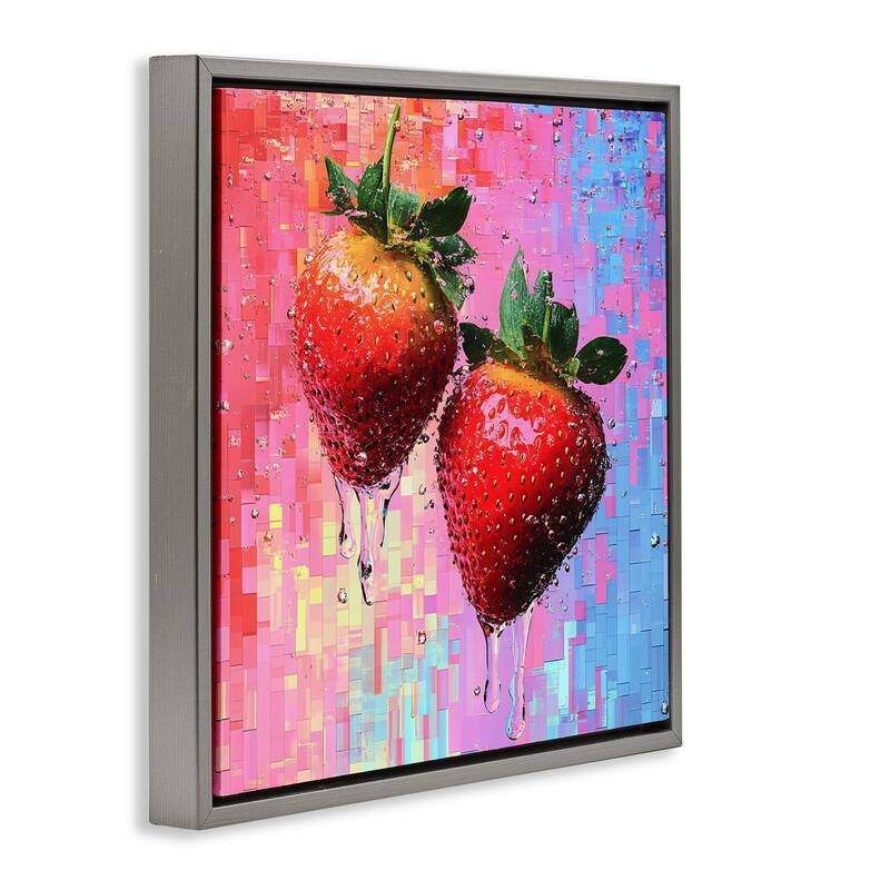 Stupell Lush Strawberries with Water Drip Framed Floater Canvas Wall Art Design By LSR Creative Studio