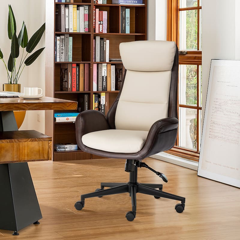 Glitzhome 48-inch Two-tone High Back Gaslift Ergonomic Executive Swivel Home Office Chair - 43.75"-47.75"H