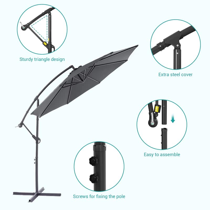 BONOSUKI 10ft Patio Offset Umbrella Outdoor Hanging Umbrella