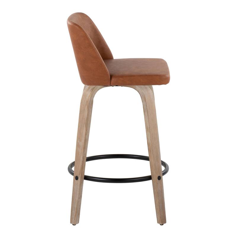 Carson Carrington Vallberga 26" Fixed-Height Counter Stool With Whitewashed Wood Base (Set of 2)