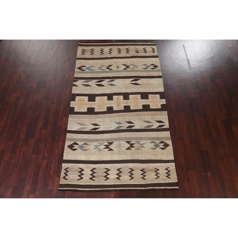 Natural Dye Kilim Geometric Tribal Oriental Area Rug Wool Flat-weave - 5'6" x 9'9"