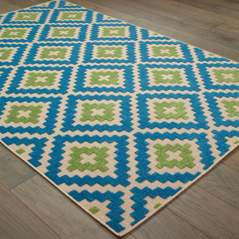 Style Haven Cara Mixed Pile Geometric Diamond Indoor-Outdoor Area Rug