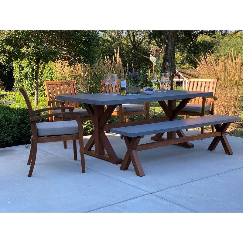 Nadine 6 pc. Eucalyptus and Composite Dining Set with Deluxe Chairs