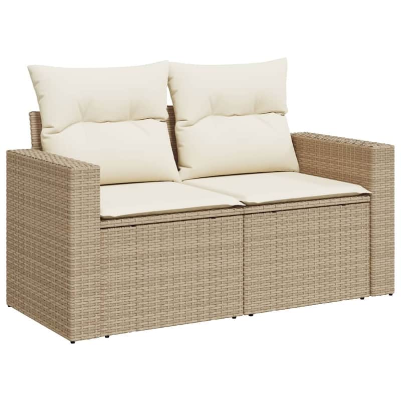 vidaXL Patio Sofa Set with Cushions Outdoor Conversation Furniture Poly Rattan