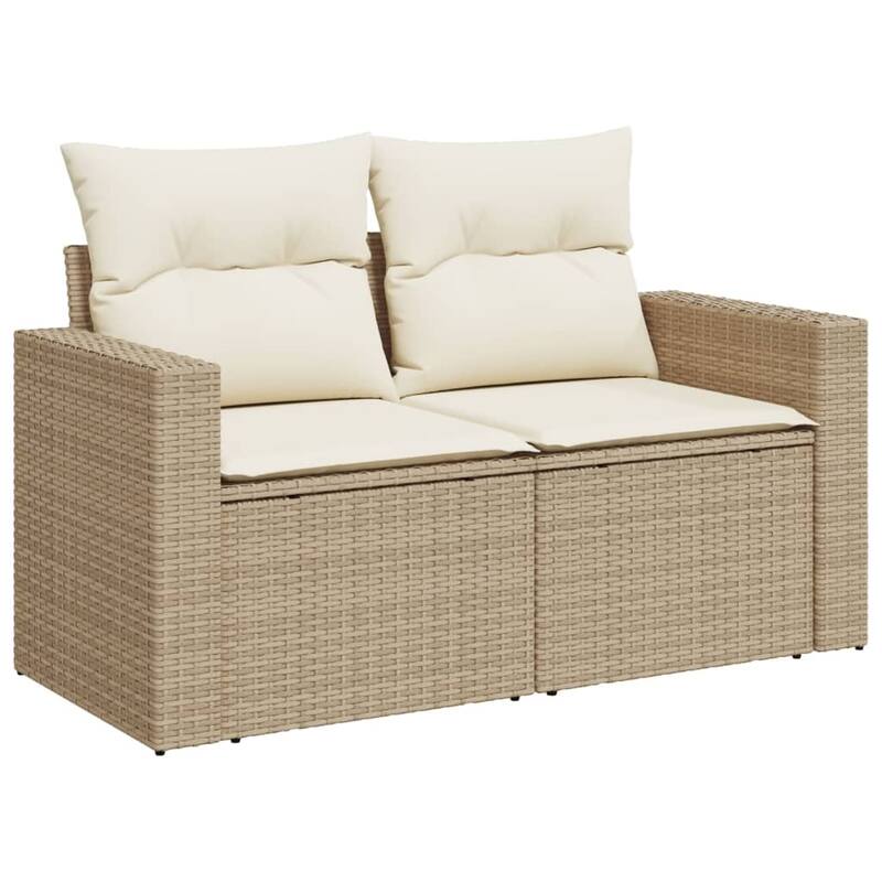 vidaXL Patio Sofa Set with Cushions Outdoor Furniture 10 Piece Poly Rattan - 25.8 x 24.4 x 27.2
