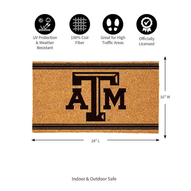 Texas A&M Monochrome Indoor/Outdoor Coir Door Mat