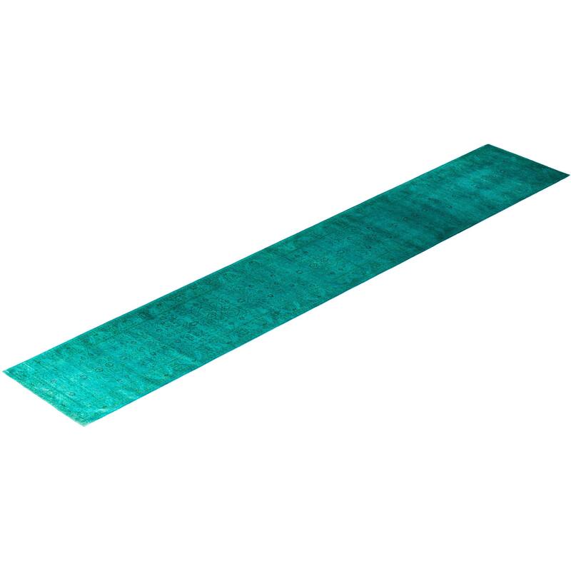 Contemporary Overdyed Wool Hand Knotted Runner - 2' 8" x 16' 1"