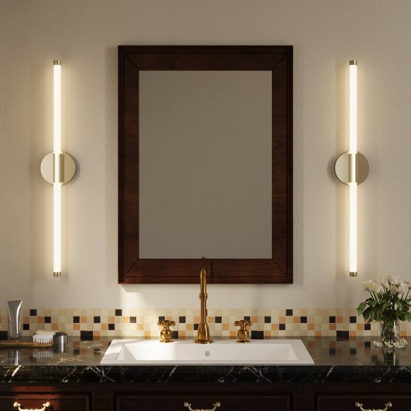 2 Pack Modern 1-Light LED Bathroom Vanity Light Fixtures - Gold