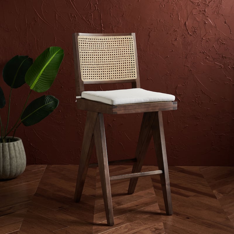 SAFAVIEH Couture Lyubov Rattan 29-inch Bar Stool - 18 In W x 23 In D x 44 In H - 18"Wx23"Dx44"H