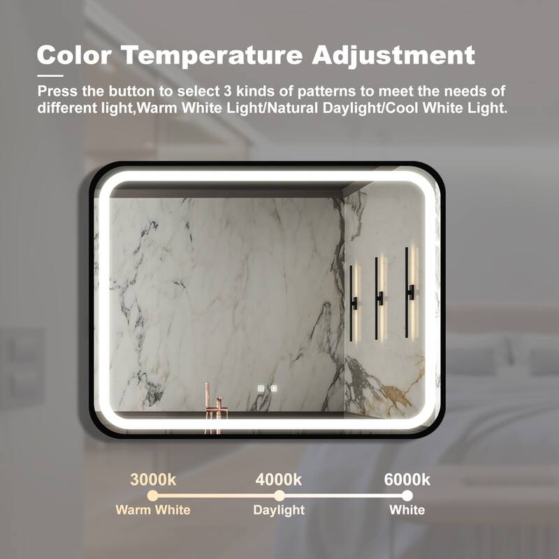 40*32 inch Wall Mounted LED Bathroom Mirror with Anti-fog Memory