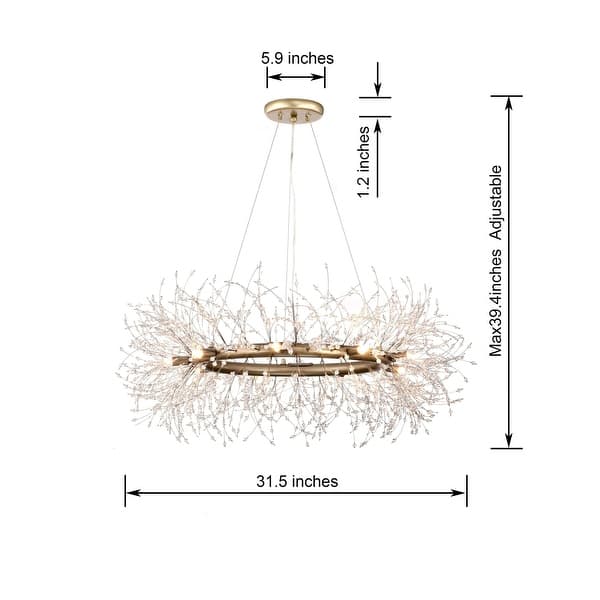 Liria 9-Light Brushed Silver-ish Champagne Beads Firework Chandelier
