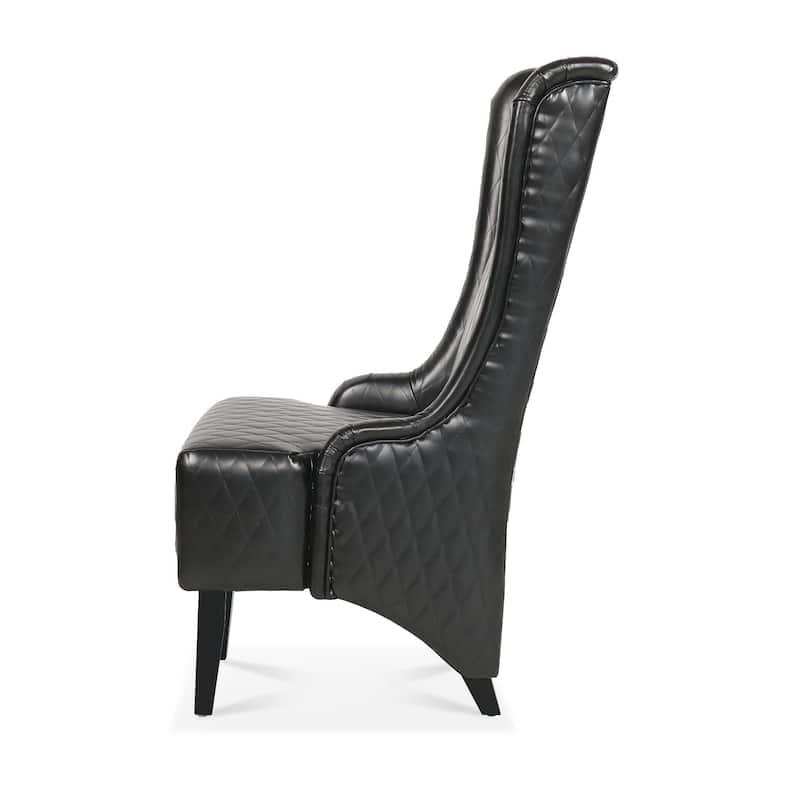 23" Wide Faux Leather High-Back Accent Chair Living Room Chair with Soft Padded Seat, Wooden Legs, Stylish Wingback Chair
