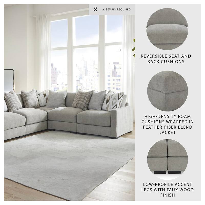 Signature Design by Ashley Aslan Court Gray 5-Piece Sectional - 113" W x 113" D x 36" H