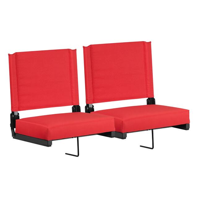 2 Pack 500 lb. Rated Lightweight Stadium Chair-Handle-Padded Seat