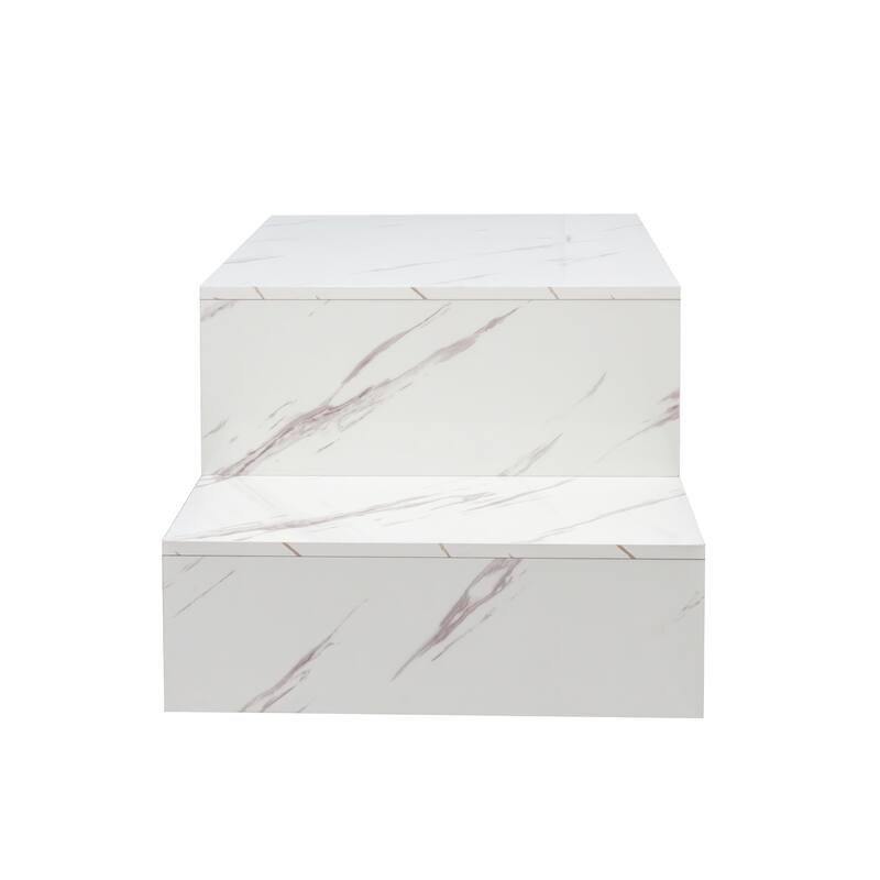 GDF Studio - Helle Modern 15.75" H Coffee Table with Open Storage Shelves and Architectural Design