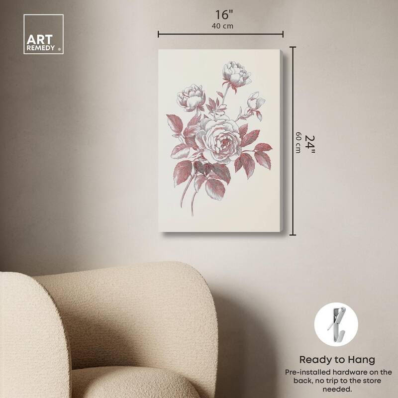 Breezy Red Pencil Blooms II Canvas by Art Remedy, Gallery Wrapped