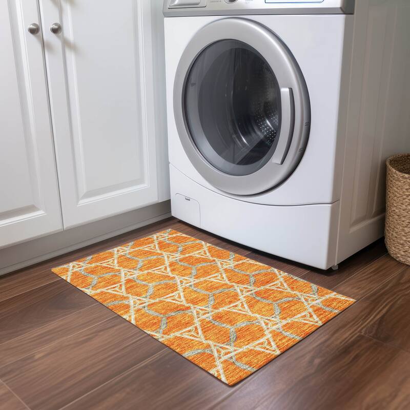 Machine Washable Indoor/ Outdoor Transitional Links Chantille Rug
