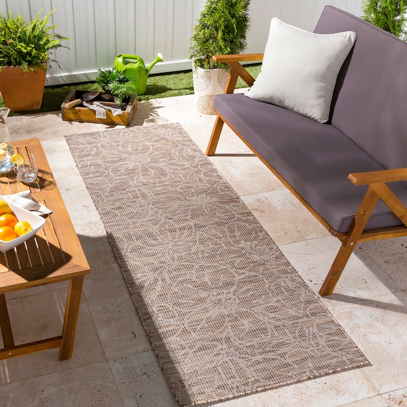 Artistic Weavers Hadley Indoor / Outdoor Floral Area Rug - 2'6" x 7'3" Runner - Camel