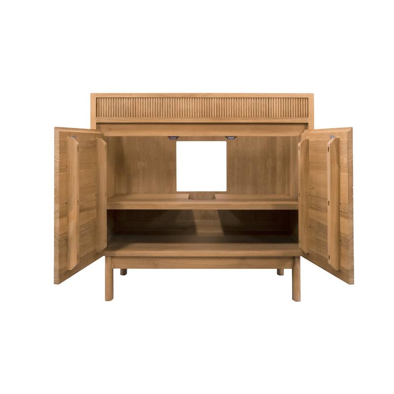 Avanity Kayla Bathroom Vanity in Natural Teak with White Engineered Stone Top