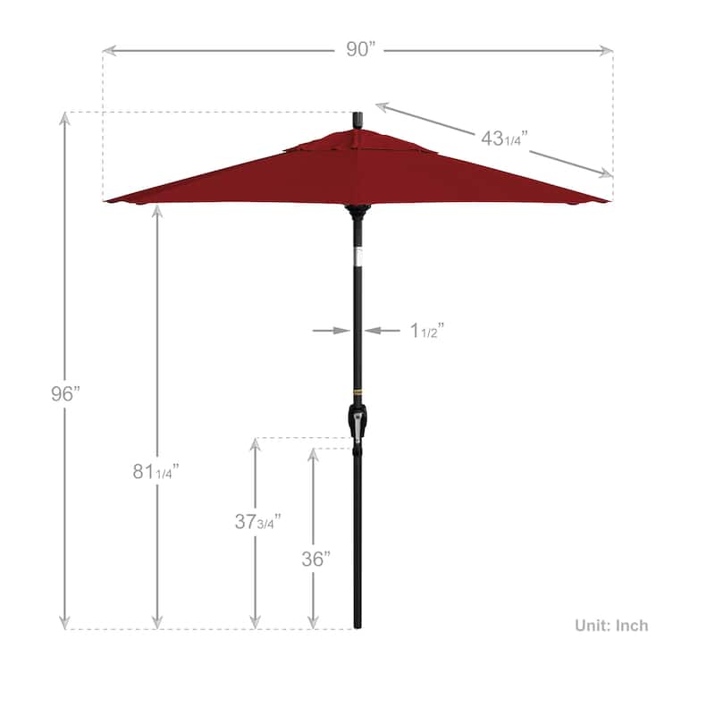 California Umbrella 7.5' Round Crank Lift Push Button Tilt Black Aluminum Patio Umbrella with Pacifica Pacific Blue Fabric