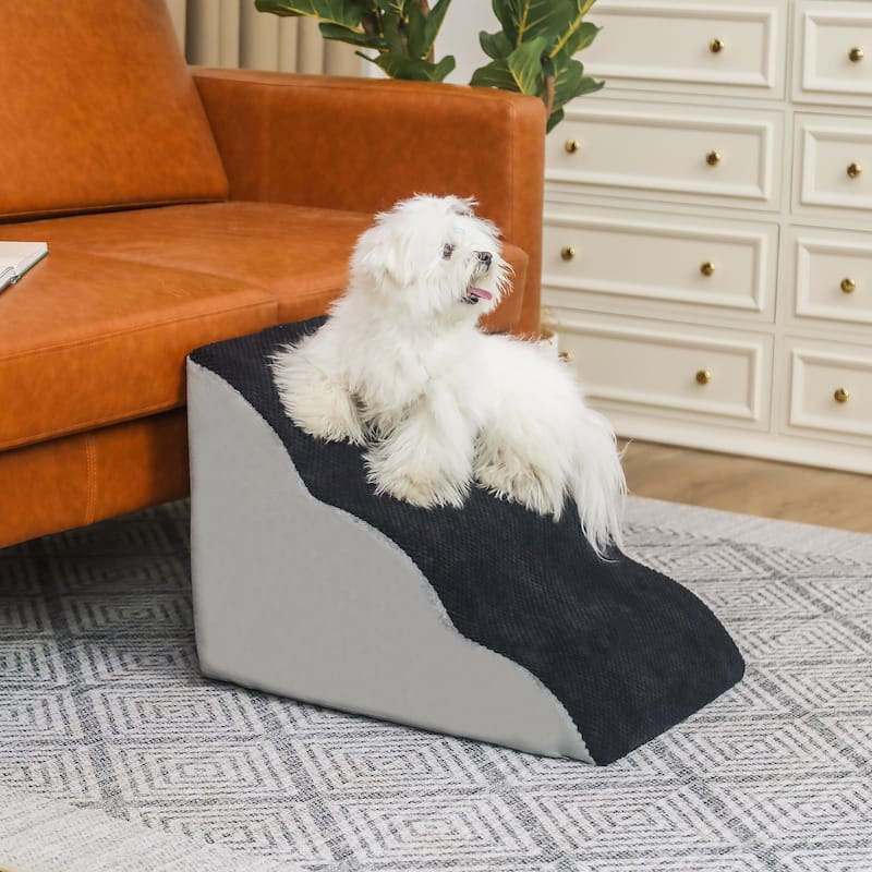 Adeco 3-Tier Dog Stairs Soft Dog Ramp with Removable Cover