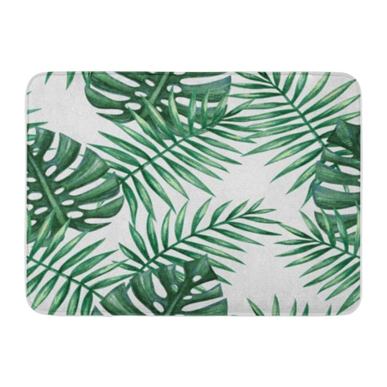 Shop Green Leaf Watercolor Tropical Palm Leaves Colorful Pattern Tree Doormat Floor Rug Bath Mat 30x18 Inch Multi On Sale Overstock 31780915