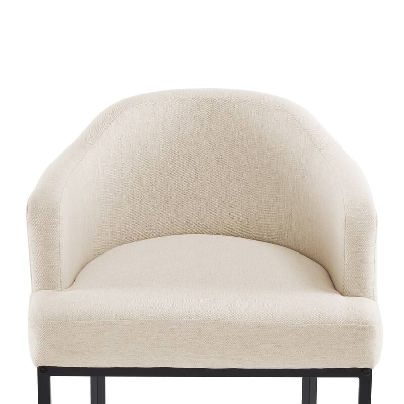 26 in. Counter Height Fabric Upholstered Low Back Bar Stool Modern Kitchen Island Stool with Black Metal Frame