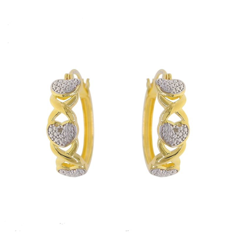 Victoria Townsend Yellow Gold Over Silver Diamond Accent THIN HOOP EA