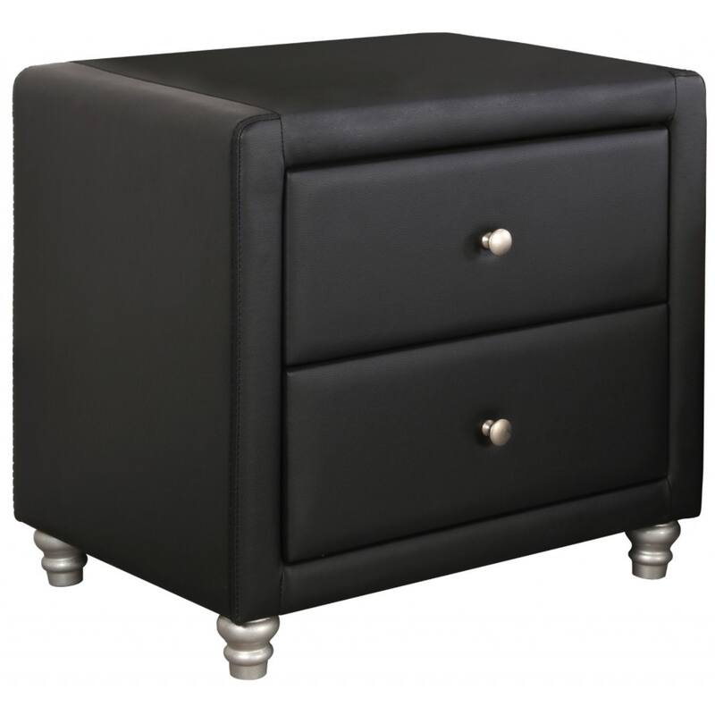 Wood 20-Inch Rectangular Nightstand with Metal Accents