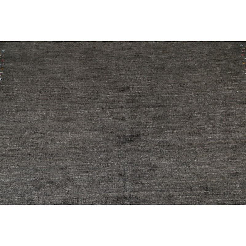 Gabbeh Area Rug Handmade Grey Tribal Wool Carpet - 8'3" x 9'8"