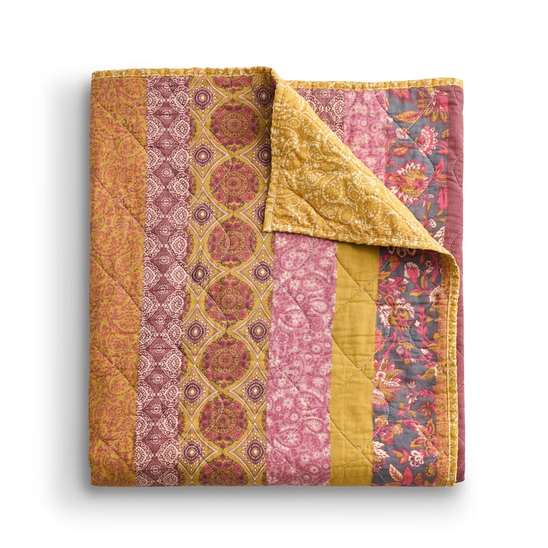 Greenland Home Fashions Marigold Vintage Boho Reversible Paisley Throw