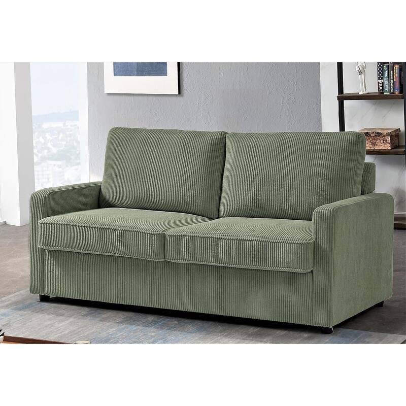 Manchester Polyester Corduroy 70 inch Square Arms Sofa Bed