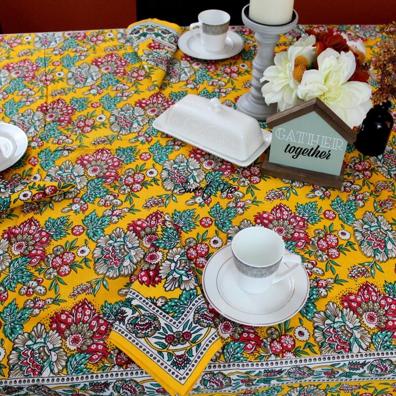 Luxuriant Floral Cotton French Country Tablecloth Collection