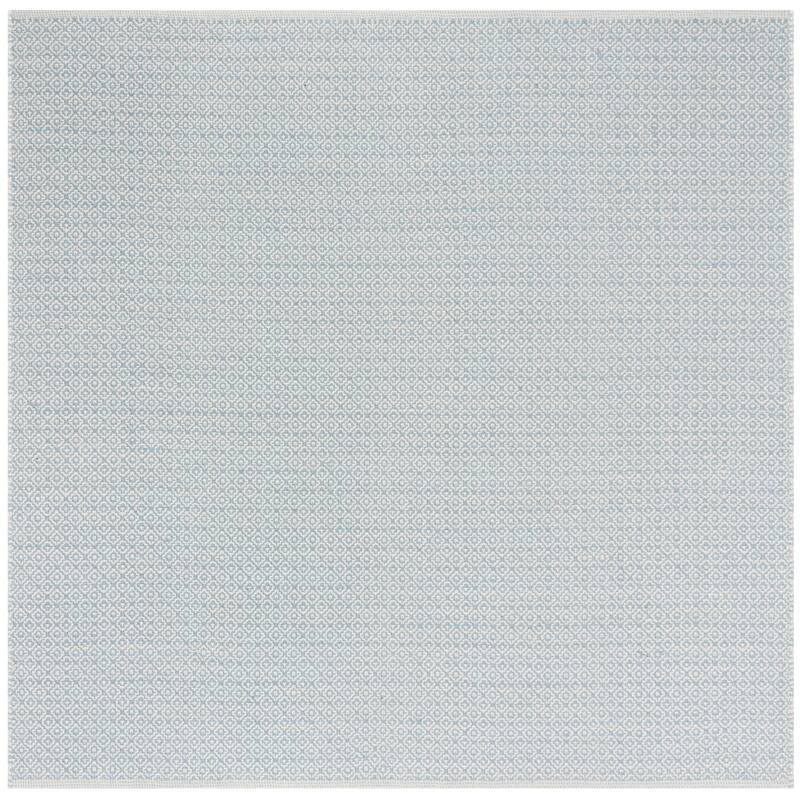 SAFAVIEH Montauk Bonita Handmade Cotton Area Rug - 6' Square - Ivory/Light Blue