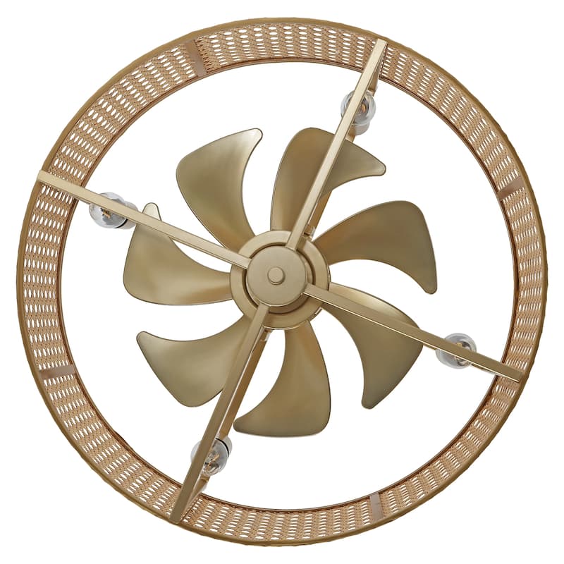 GetLedel 18-in Rattan Caged Ceiling Fan with Light and Remote
