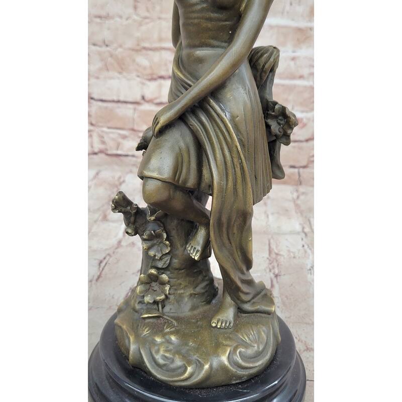 Young Girl Sitting On A Tree Near A Pond - Bronze Sculpture Original Art By Milo