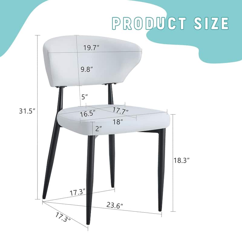 Roomfitters Ergonomic Dining Chairs with Curved Backrest, Minimalist Design Set of 4 for Dining Room or Office