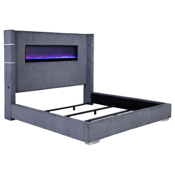 Tisdall 67-inch Upholstered Fireplace Bed