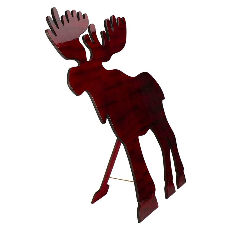 25.5" Red and Black Stained Standing Moose Christmas Tabletop Decor
