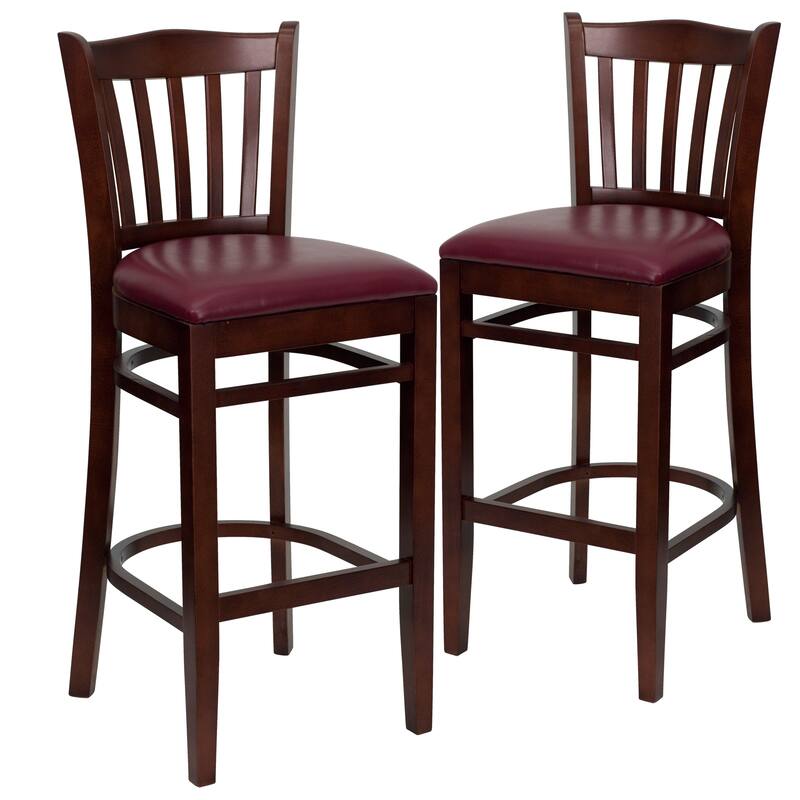 2Pk Vertical Slat Back Wood Restaurant Barstool - Hospitality Seating