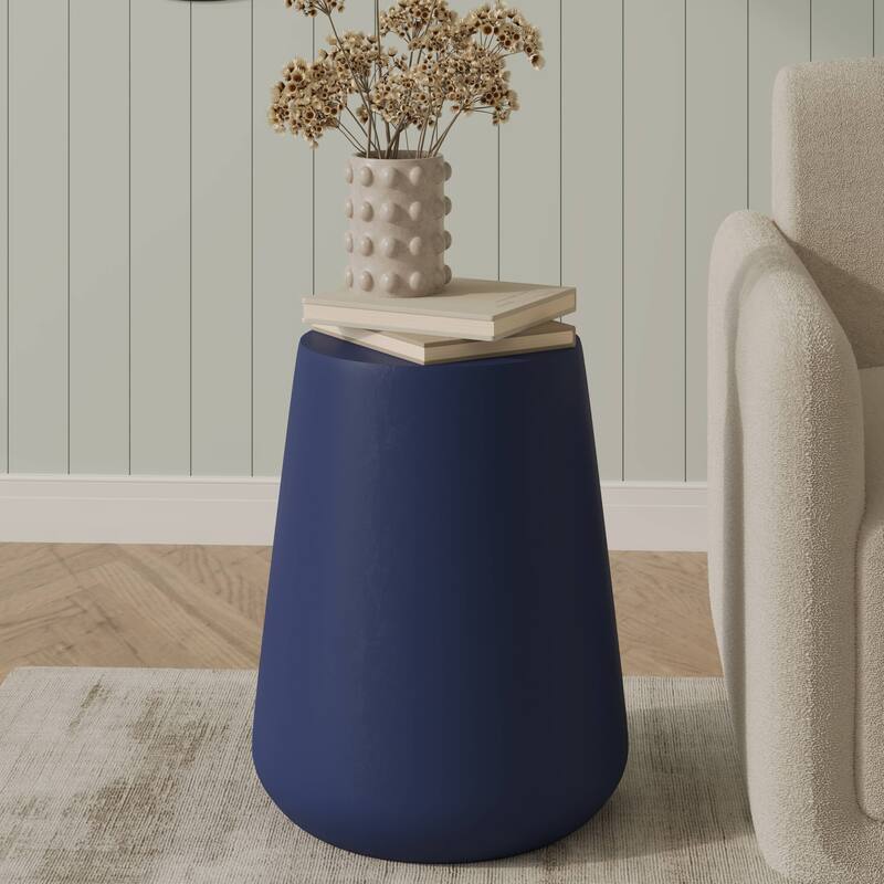 14" Round Side Table in Fiberstone with Tapered Base Design Glint Collection