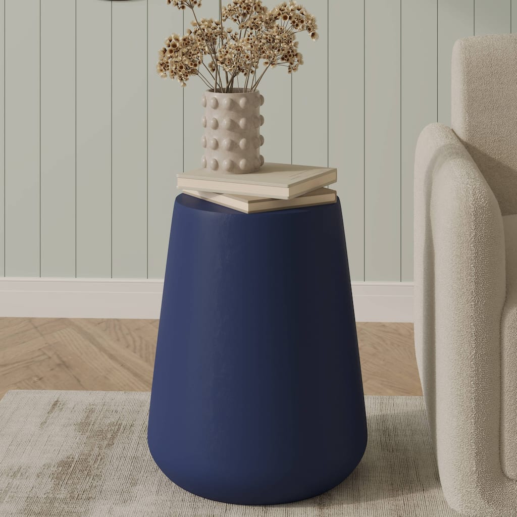 14" Round Side Table in Fiberstone with Tapered Base Design Glint Collection