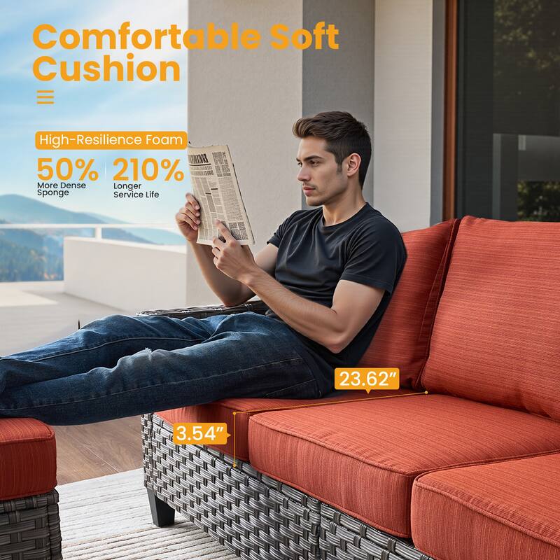 ​​OVIOS 5-Piece Outdoor Wicker Set With Ottoman