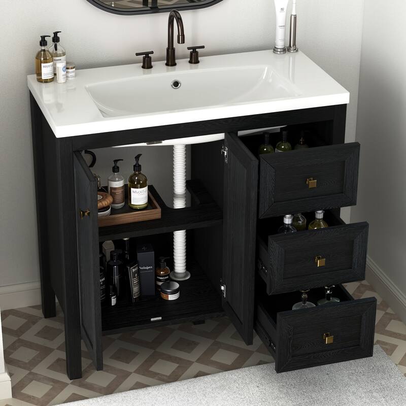 Moasis 36"/42" Bathroom Vanity Cabinet Set with Sink Combo and 3 Drawers & Cabient