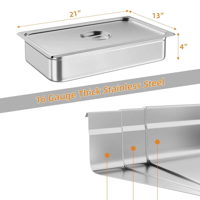 6 Pack Hotel Pan 2.5" Deep Steam Table Pan Full Size Restaurant Pans Commercial