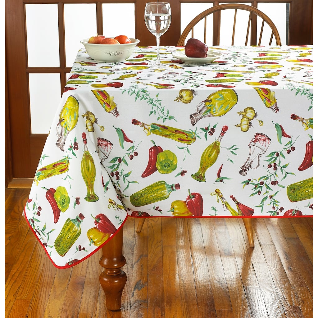 Violet Linen Classic Euro Temptations Tablecloth With Large Vegetables Printed Tablecloth